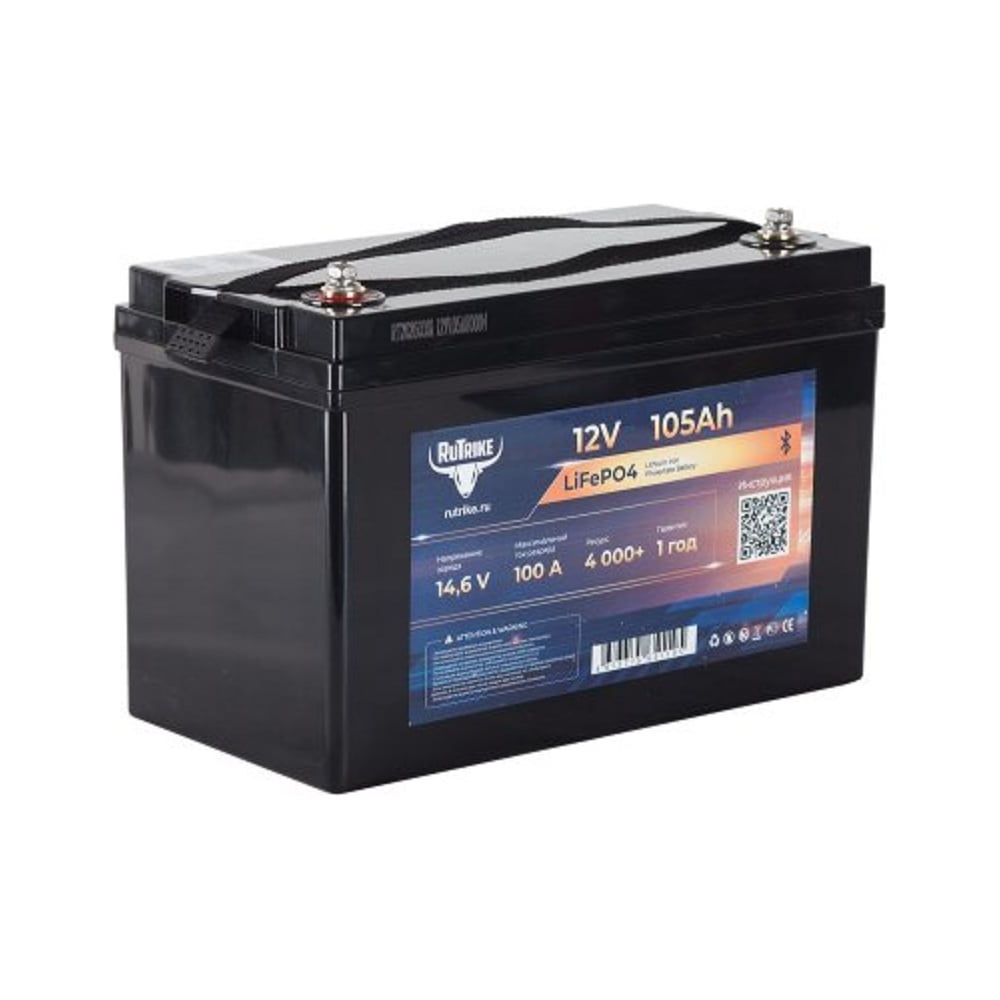 Изображение товара Аккумуляторная батарея литиевая Rutrike LiFePO4 (12V/105Ah/100A BT) 026496 Изображение товара Аккумуляторная батарея литиевая Rutrike LiFePO4 (12V/105Ah/100A BT) 026496