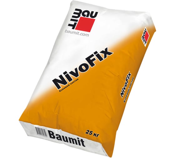 Изображение товара Клеевой состав Baumit NivoFix на основе цементного вяжущего с полимерными добавками, 25 кг Baumit NivoFix, 25 кг (1001)