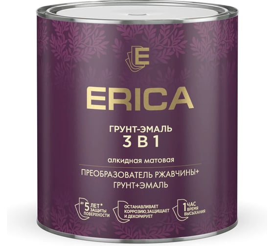Изображение товара Грунт- эмаль по ржавчине ПРЕСТИЖ Erica черная, 0,8 кг 260757
