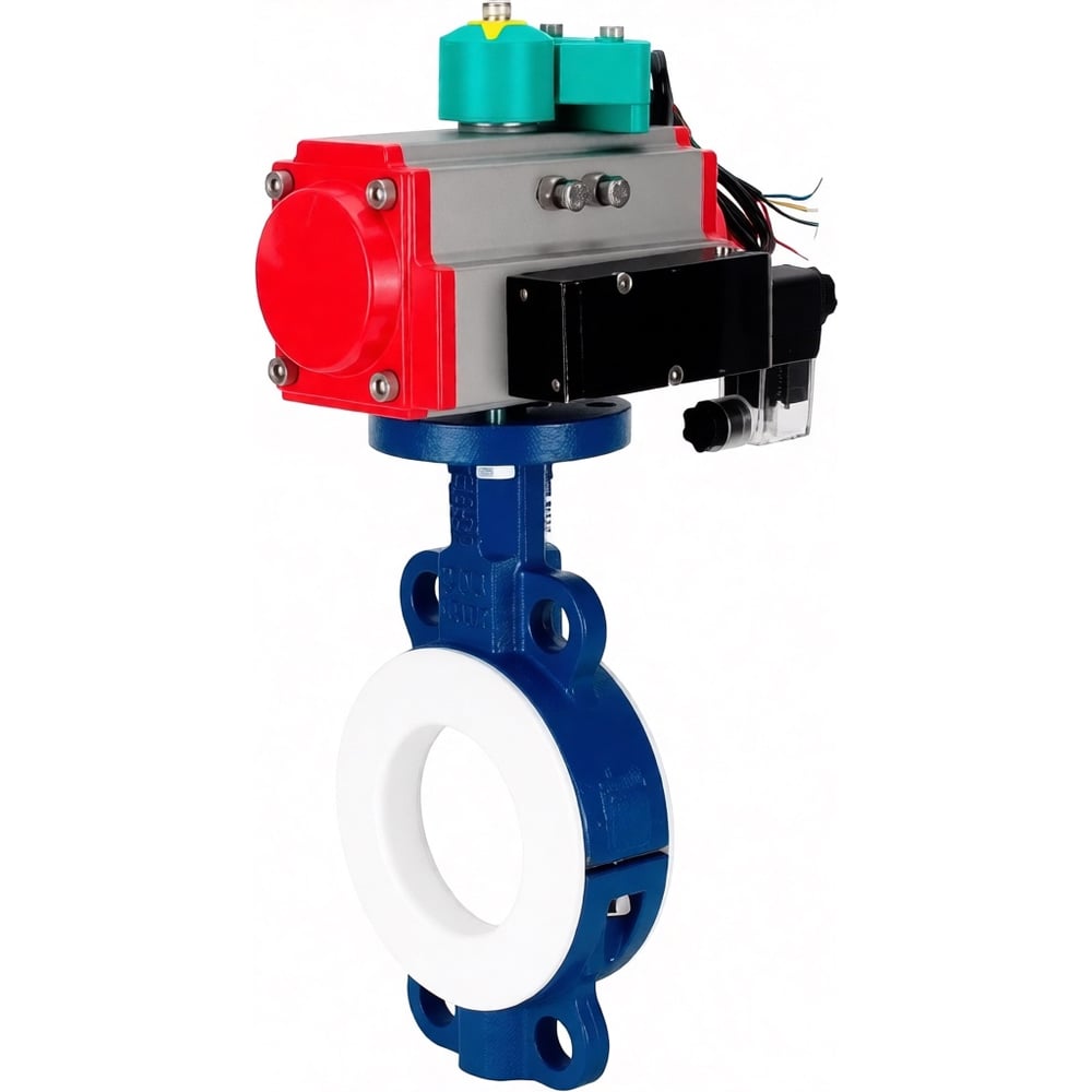 Затвор дисковый поворотный DN.ru WCB-WCB-PTFE-PTFE-Fb-H Ду80 Ру16 с пн.прив SA-105, пн.расп PND2-S1EM-52-1NC-J08-220VAC и МППП-200 D050-92087