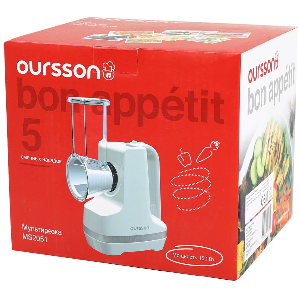 Изображение товара Мультирезка Oursson MS2051/IV с 5 насадками для нарезки и шинковки продуктов