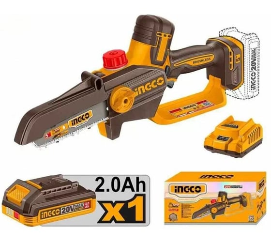 Изображение товара Пила цепная INGCO мини 5, акк, б/щ, P20S (20В) CGSLI20561