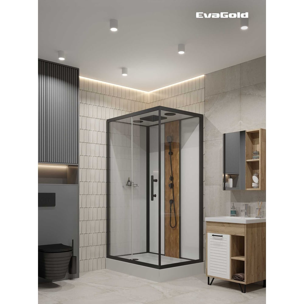 Изображение товара Душевая кабина EvaGold 1806B-S с бамбуковым дизайном и низким поддоном