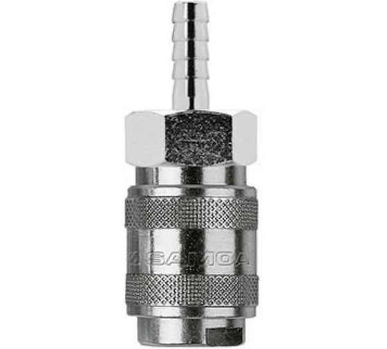 Изображение товара Муфта автоматическая быстроразъемная с шланговым соединителем елочка 6 мм SAMOA 253206