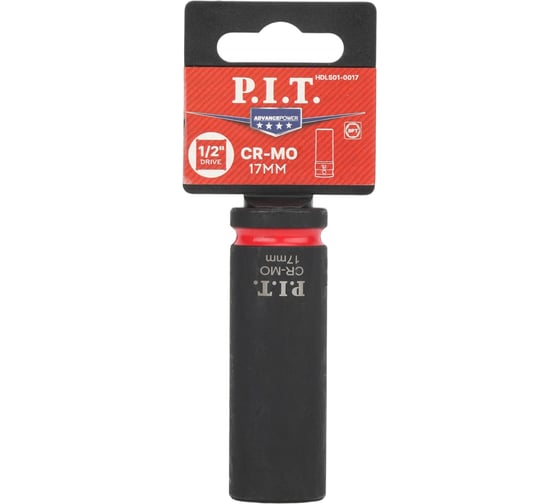 Изображение товара Головка торцевая ударная P.I.T. ADVANCE (HEX 17мм, 1/2, макс. 160Нм, 52х78мм, 42CrMo) HDLS01-0017