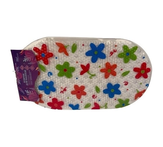 Изображение товара Коврик для ванной EUROHOUSE Цветы, ПВХ, 69х37.5 см 14130