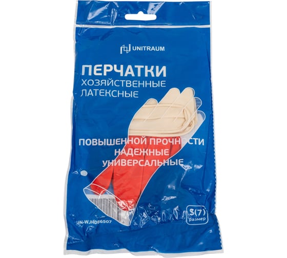 Изображение товара Хозяйственные латексные перчатки UNITRAUM красно-белые, р. S/7 UN-WJHDB6507