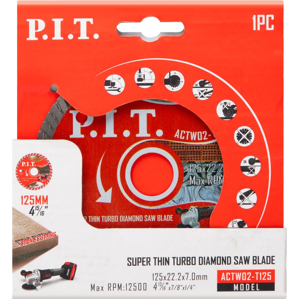 Диск алмазный отрезной P.I.T. Turbo 125x22.2x2.2 мм ACTW02-T125