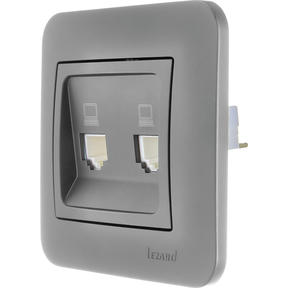 Изображение товара Розетка компьютерная двойная ASTI  платина Lezard 7081-3535-141