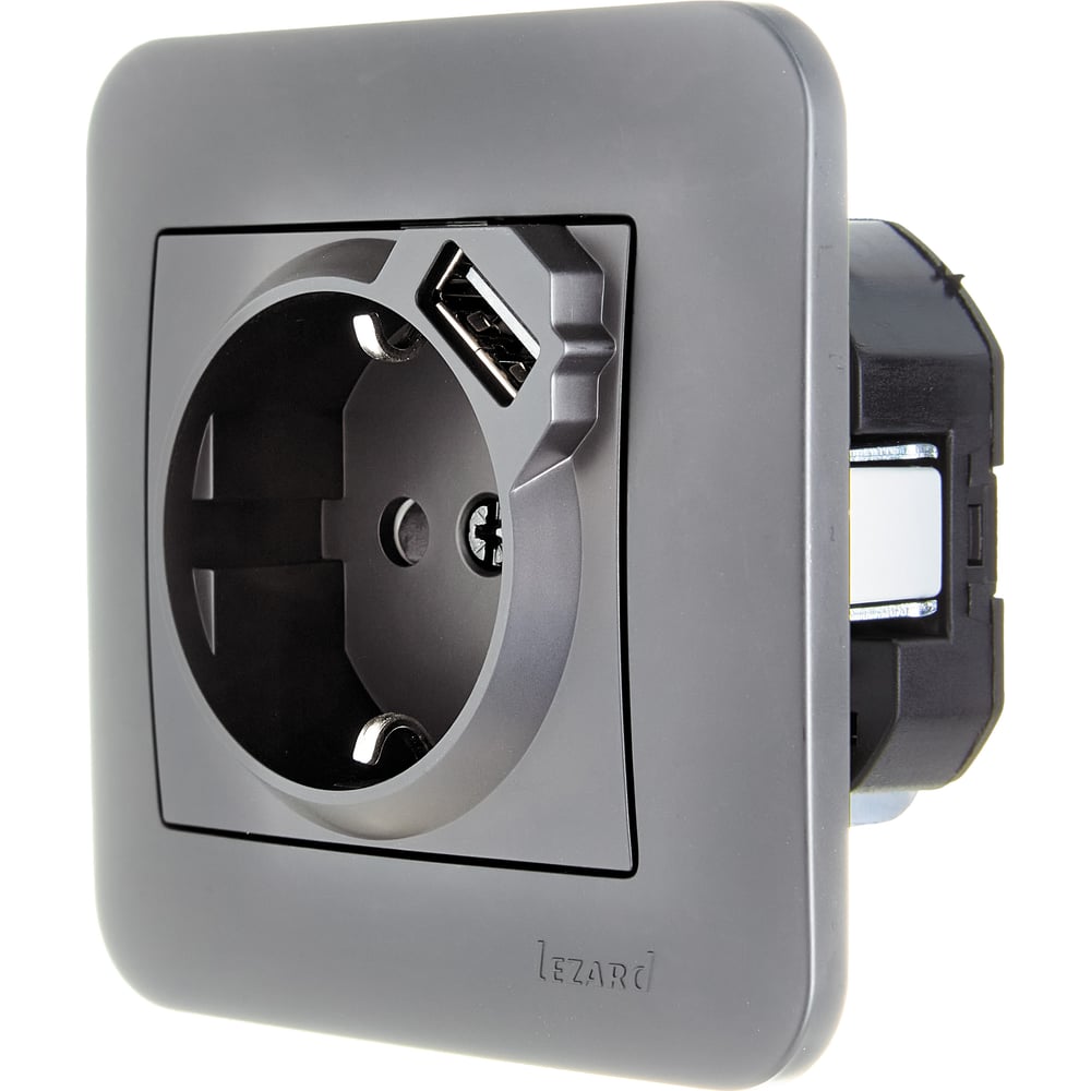 Изображение товара Розетка Lezard ASTI с/з + USB разъём платина 7081-3535-181 Изображение товара Розетка Lezard ASTI с/з + USB разъём платина 7081-3535-181