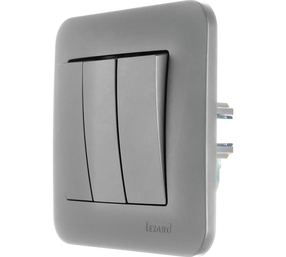 Изображение товара Выключатель тройной Lezard ASTI платина 7081-3535-109