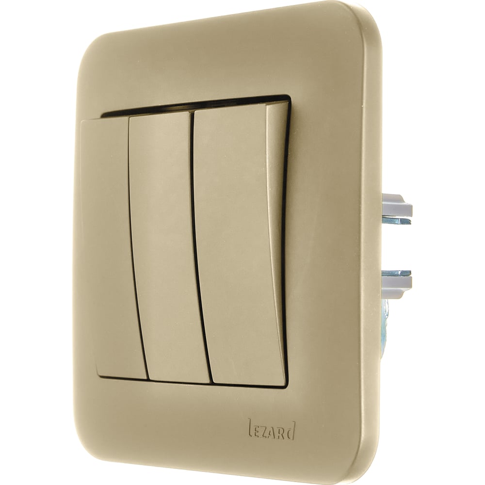 Изображение товара Выключатель тройной Lezard ASTI золото 7081-3636-109
