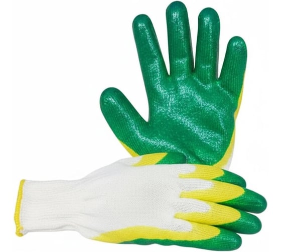 Изображение товара Рабочие перчатки ВОЛГА ПОЛИМЕР, латексный облив, зеленый, 10 пар 13 класс Т1735