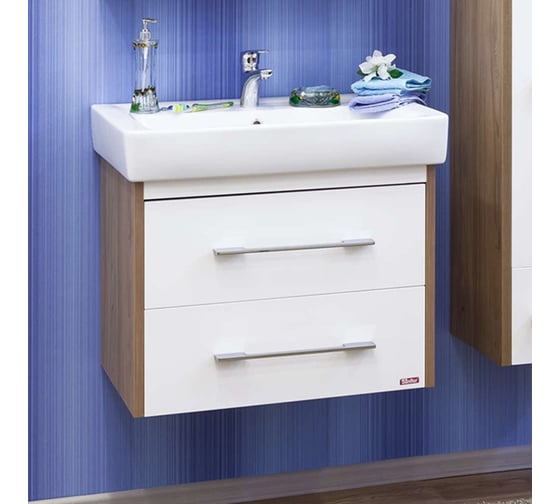 Изображение товара Подвесная тумба Sanflor Ларго 2 70 швейцарский вяз/белый, под раковину Фостер 70 С0002122