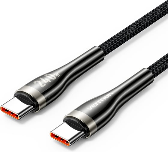 Изображение товара Кабель USB VENTION 2.0 CM/CM - 1,2м. Нейлоновый Чёрный 5А PD240W CTYBAV