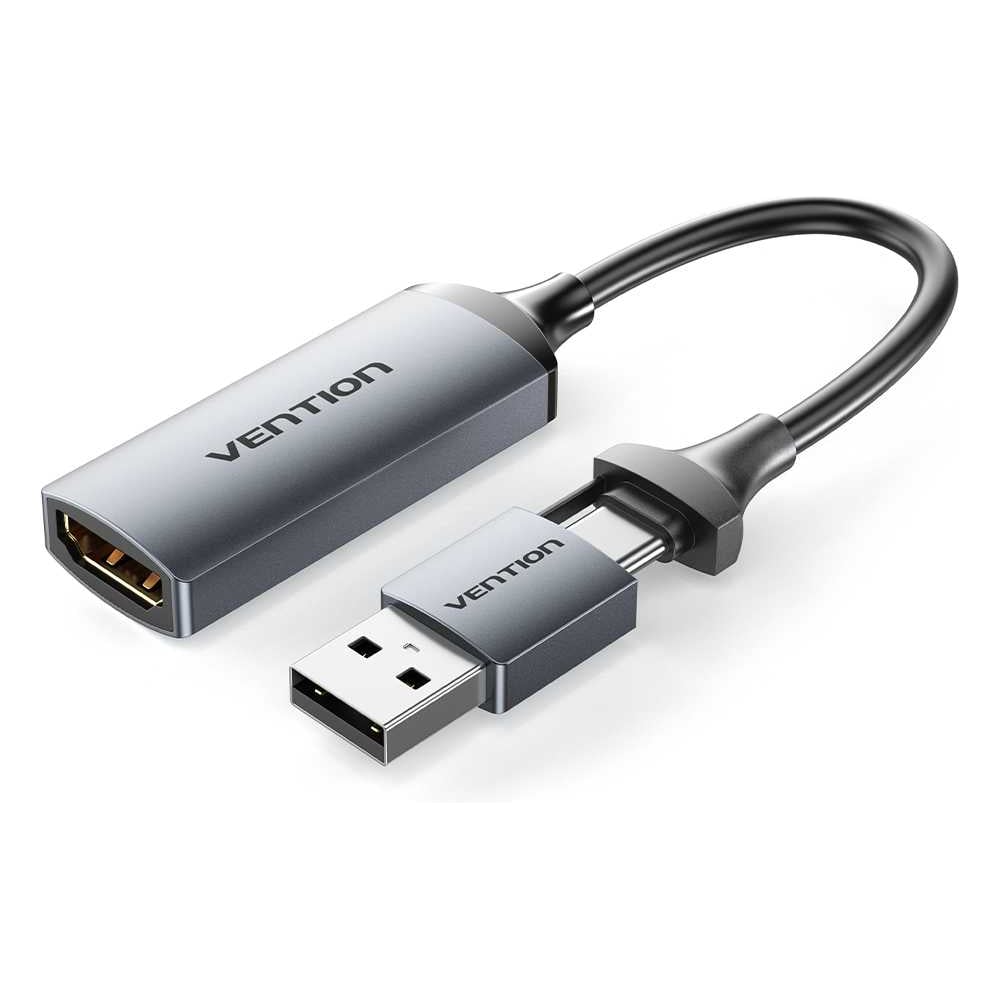 Устройство видеозахвата VENTION HDMI F - USB-C/A M - 0,1м, серый ACWHA