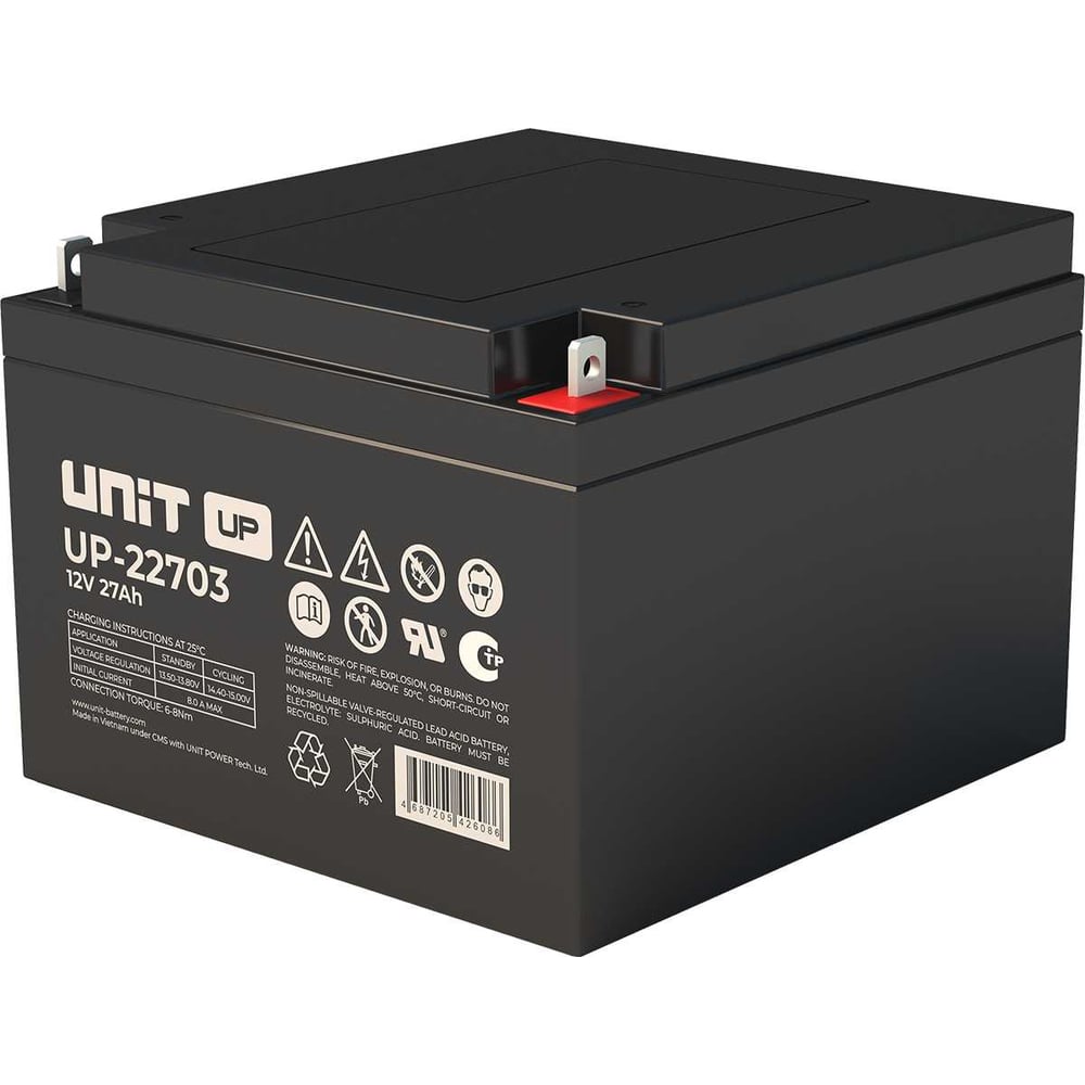 Изображение товара Аккумуляторная батарея UNIT UP-22703 (12В-27Ач) UP22703 Изображение товара Аккумуляторная батарея UNIT UP-22703 (12В-27Ач) UP22703