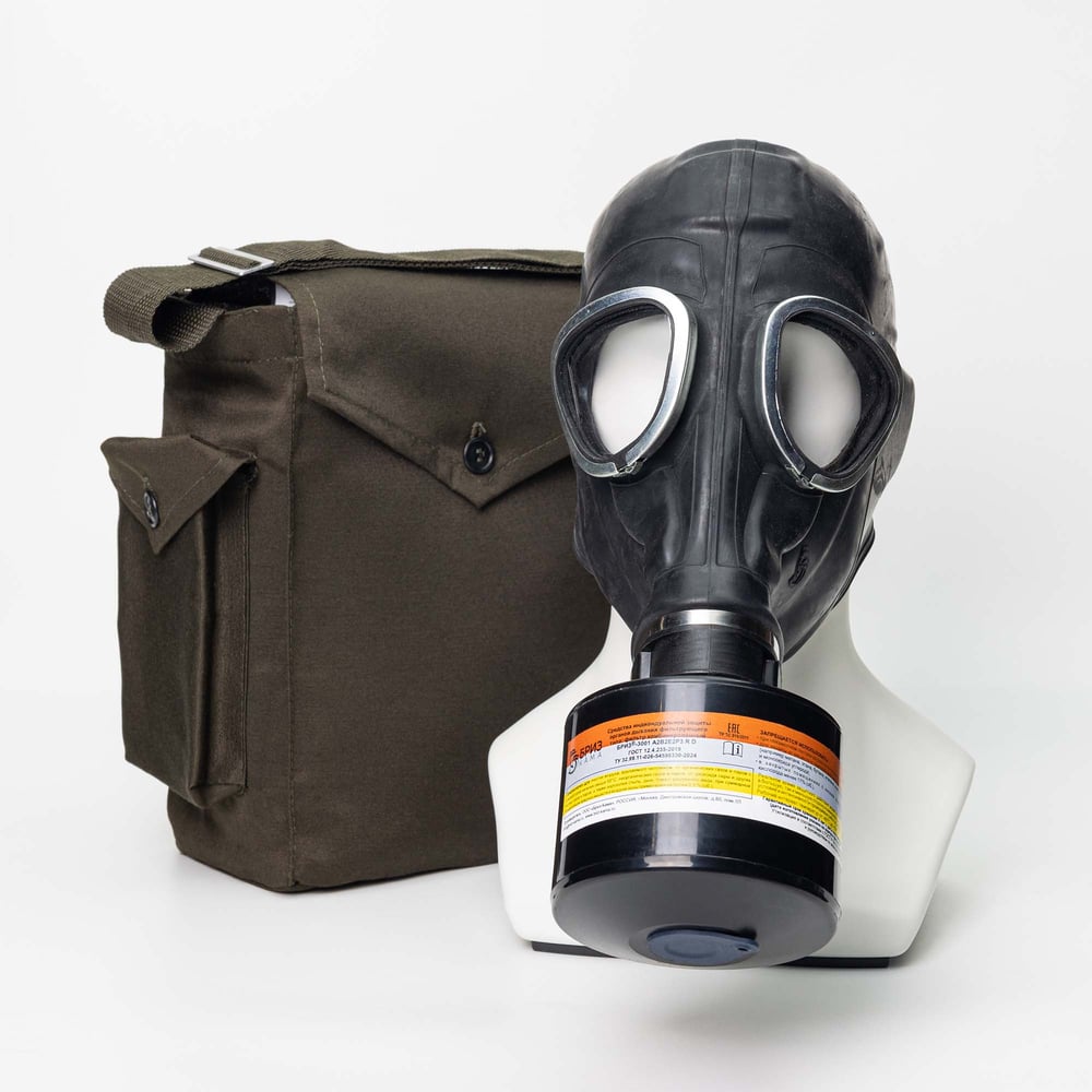 Изображение товара Противогаз фильтрующий БРИЗ «-3301(ППФ)» A2B2E2AXP3 R D с лицевой частью шлем-маской ШМП класс 1, категория 2 500104017
