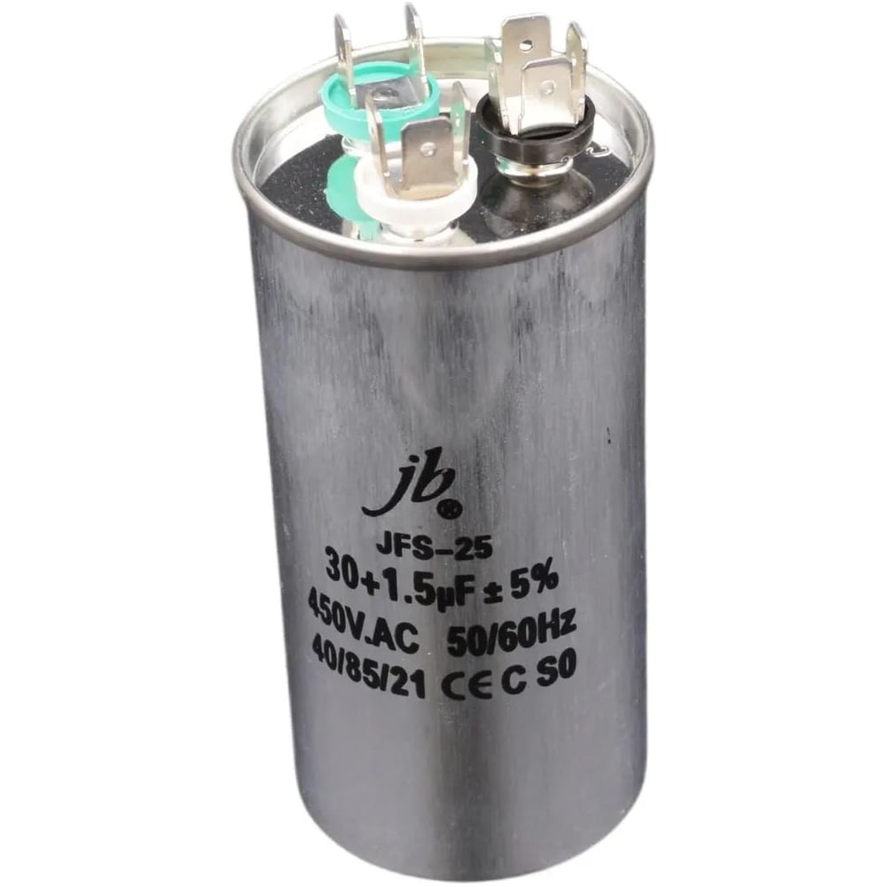 Изображение товара Пусковой конденсатор JB 30uF+1,5 450VAC +/-5_(JFS25A6315J000000B3015) JFS-25 (клеммы, для кондиционеров, 3 вывода) 50_100 (алюминиевый корпус) 00-00017445 Изображение товара Пусковой конденсатор JB 30uF+1,5 450VAC +/-5_(JFS25A6315J000000B3015) JFS-25 (клеммы, для кондиционеров, 3 вывода) 50_100 (алюминиевый корпус) 00-00017445