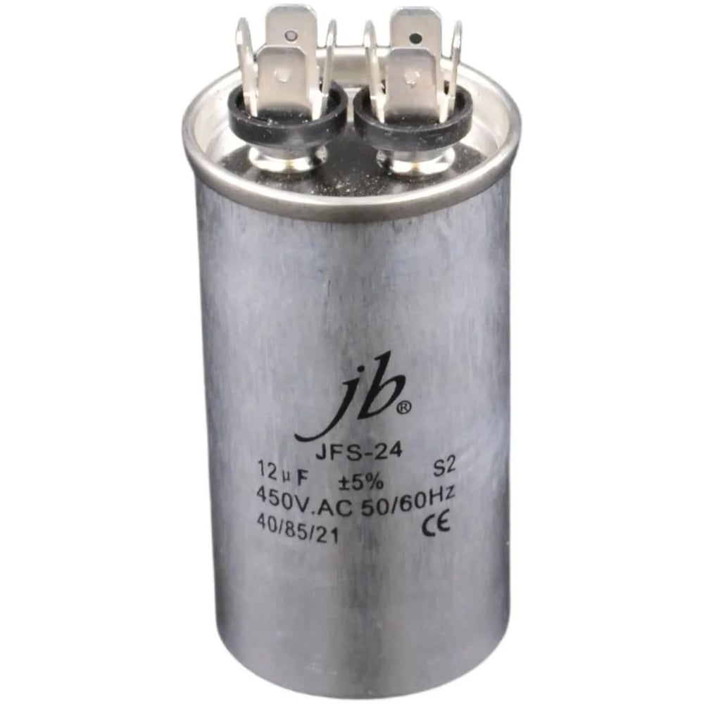 Изображение товара Пусковой конденсатор JB 12uF 450VAC +/-5_(JFS24A6126J000000B) JFS-24 (клеммы) 40_75 (алюминиевый корпус) 00-00017418