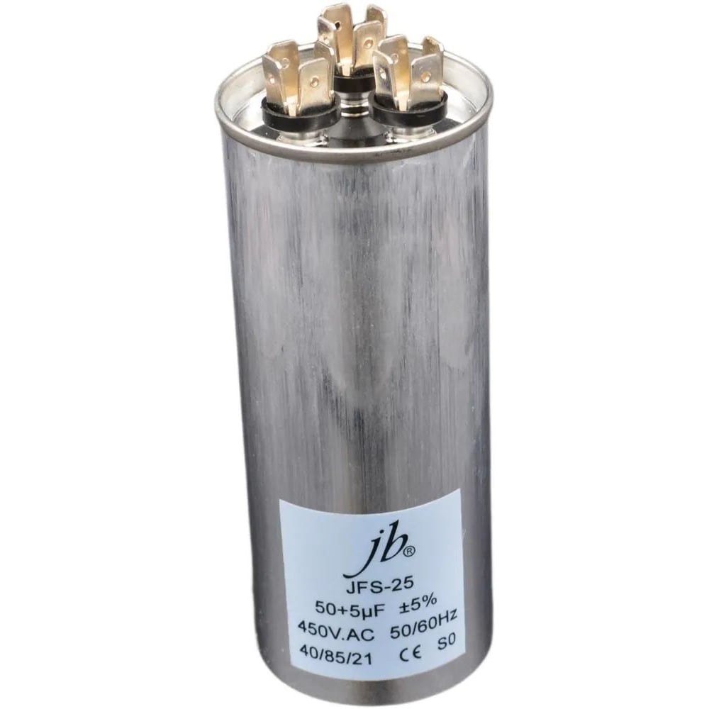 Изображение товара Пусковой конденсатор JB 50uF+5 450VAC +/-5_(JFS25A6550J000000B) JFS-25 (клеммы, для кондиционеров, 3 вывода) 55_123 (алюминиевый корпус) 00-00017455 Изображение товара Пусковой конденсатор JB 50uF+5 450VAC +/-5_(JFS25A6550J000000B) JFS-25 (клеммы, для кондиционеров, 3 вывода) 55_123 (алюминиевый корпус) 00-00017455