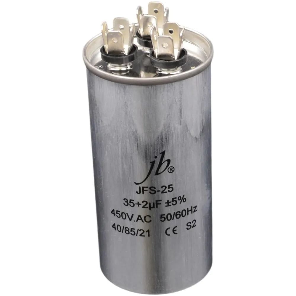 Изображение товара Пусковой конденсатор JB 35uF+2 450VAC +/-5_(JFS25A6235J000000B) JFS-25 (клеммы, для кондиционеров, 3 вывода) 50_110 (алюминиевый корпус) 00-00017449 Изображение товара Пусковой конденсатор JB 35uF+2 450VAC +/-5_(JFS25A6235J000000B) JFS-25 (клеммы, для кондиционеров, 3 вывода) 50_110 (алюминиевый корпус) 00-00017449