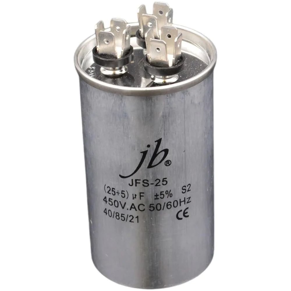 Изображение товара Пусковой конденсатор JB 25uF+5 450VAC +/-5_(JFS25A6525J000000B) JFS-25 (клеммы, для кондиционеров, 3 вывода) 50_90 (алюминиевый корпус) 00-00017444 Изображение товара Пусковой конденсатор JB 25uF+5 450VAC +/-5_(JFS25A6525J000000B) JFS-25 (клеммы, для кондиционеров, 3 вывода) 50_90 (алюминиевый корпус) 00-00017444