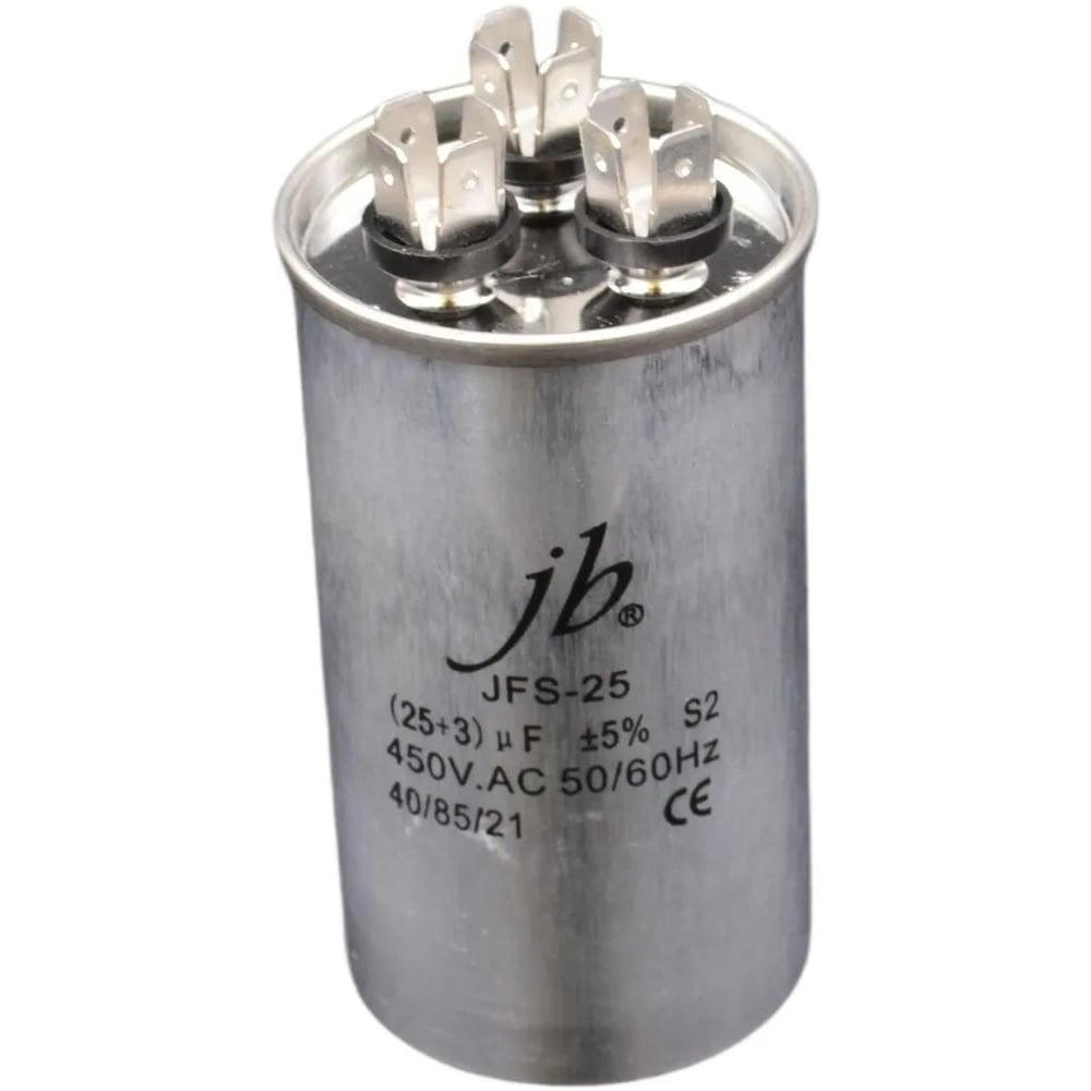 Изображение товара Пусковой конденсатор JB 25uF+3 450VAC +/-5_(JFS25A6325J000000B) JFS-25 (клеммы, для кондиционеров, 3 вывода) 50_90 (алюминиевый корпус) 00-00017443 Изображение товара Пусковой конденсатор JB 25uF+3 450VAC +/-5_(JFS25A6325J000000B) JFS-25 (клеммы, для кондиционеров, 3 вывода) 50_90 (алюминиевый корпус) 00-00017443