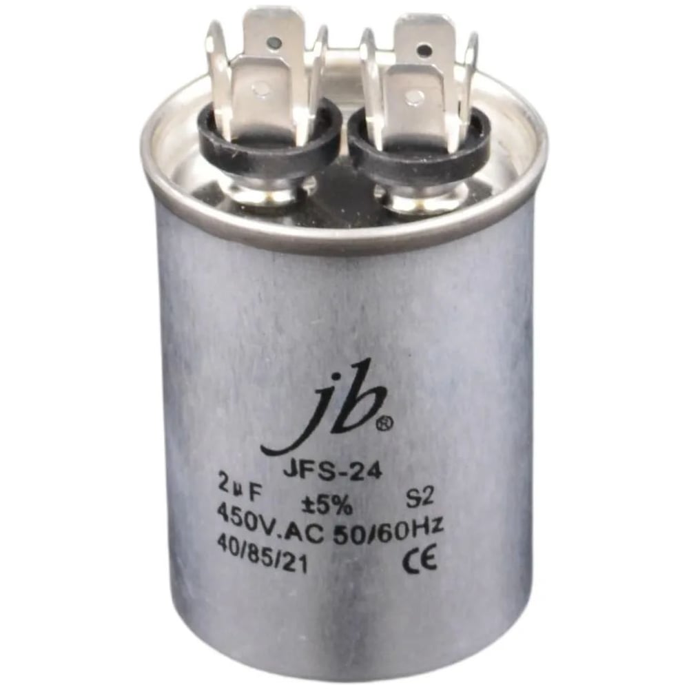 Пусковой конденсатор JB 2uF 450VAC +/-5_(JFS24A6205J000000B) JFS-24 (клеммы) 40_55 (алюминиевый корпус) 00-00017423