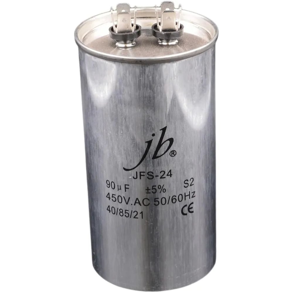 Изображение товара Пусковой конденсатор JB 90uF 450VAC +/-5_(JFS24A6906J000000B) JFS-24 (клеммы) 65_125 (алюминиевый корпус) 00-00017439 Изображение товара Пусковой конденсатор JB 90uF 450VAC +/-5_(JFS24A6906J000000B) JFS-24 (клеммы) 65_125 (алюминиевый корпус) 00-00017439