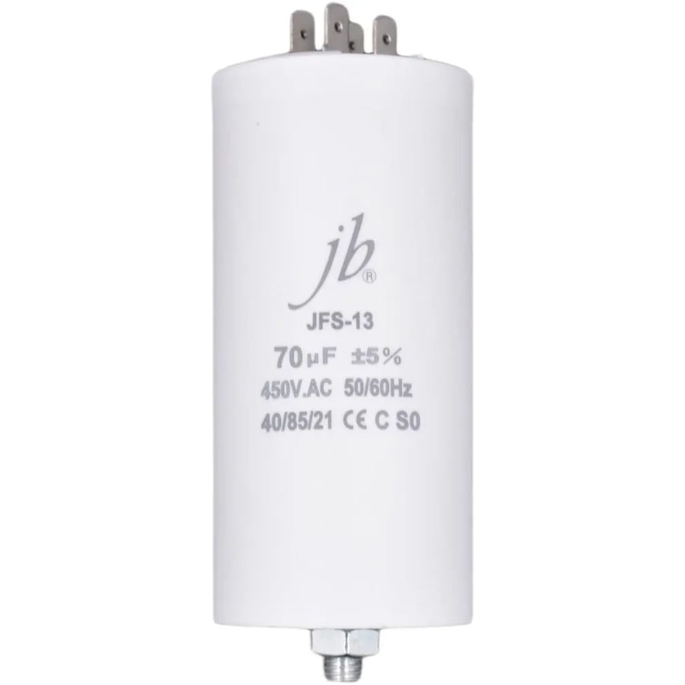 Изображение товара Пусковой конденсатор JB 70uF 450VAC +/-5_(JFS13A6706J000000B) JFS-13 (клеммы+болт) 50_115 00-00017355 Изображение товара Пусковой конденсатор JB 70uF 450VAC +/-5_(JFS13A6706J000000B) JFS-13 (клеммы+болт) 50_115 00-00017355