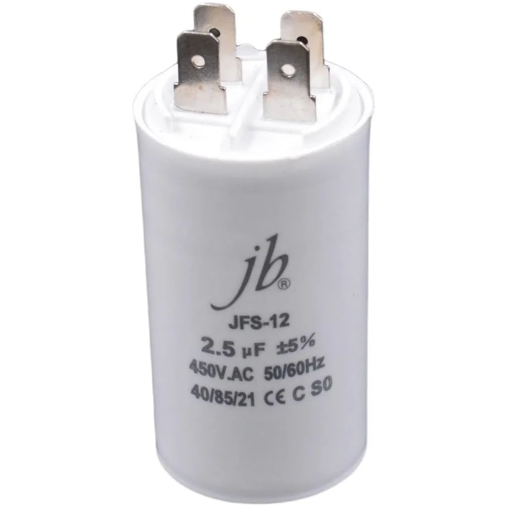 Изображение товара Пусковой конденсатор JB JFS-12 2,5uF 450VAC для стартовых цепей Изображение товара Пусковой конденсатор JB JFS-12 2,5uF 450VAC для стартовых цепей