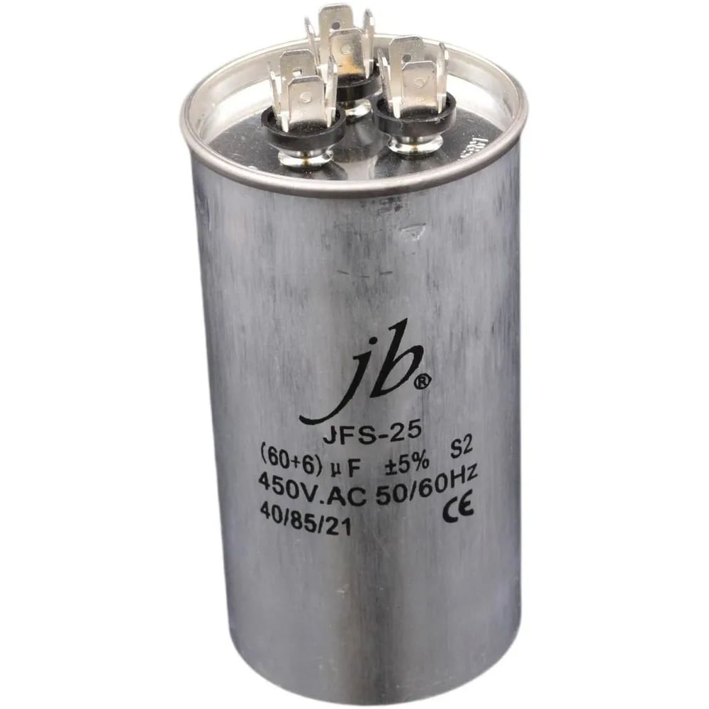 Изображение товара Пусковой конденсатор JB 60uF+6 450VAC +/-5_(JFS25A6660J000000B) JFS-25 (клеммы, для кондиционеров, 3 вывода) 60_115 (алюминиевый корпус) 00-00017461 Изображение товара Пусковой конденсатор JB 60uF+6 450VAC +/-5_(JFS25A6660J000000B) JFS-25 (клеммы, для кондиционеров, 3 вывода) 60_115 (алюминиевый корпус) 00-00017461