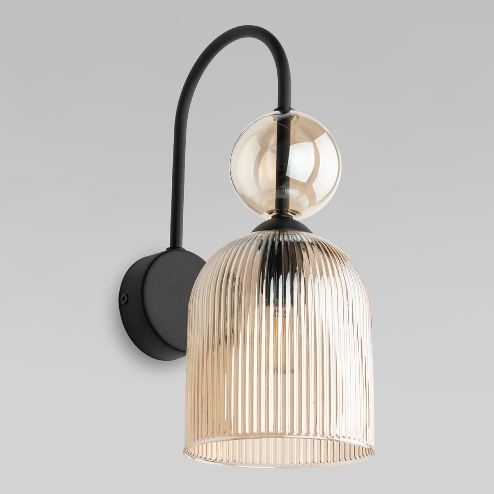 Изображение товара Настенный светильник TK Lighting E14 Sophia Cognac со стеклянным плафоном 11140 черный/бежевый a071828