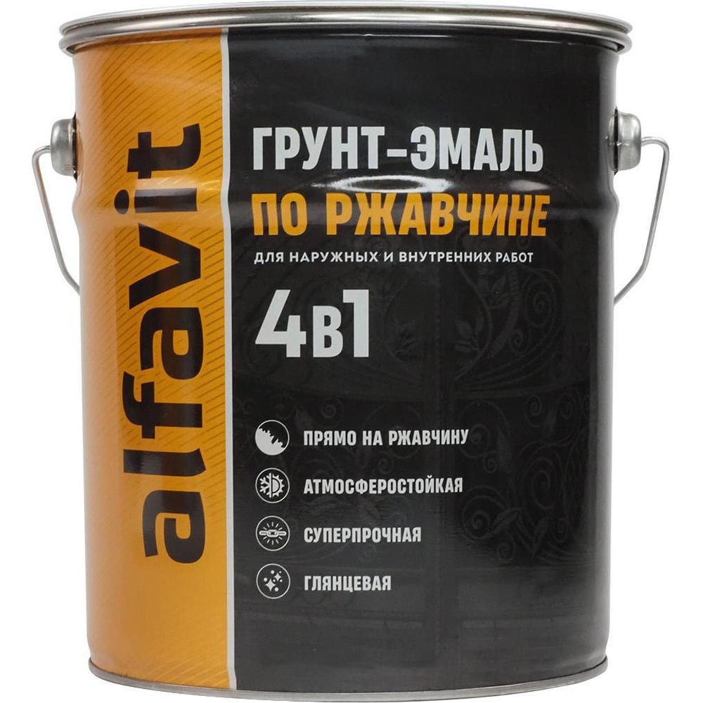 Изображение товара Грунт-эмаль по ржавчине Alfavit 4 в 1 белая 0,8 кг с защитой и влагостойкостью