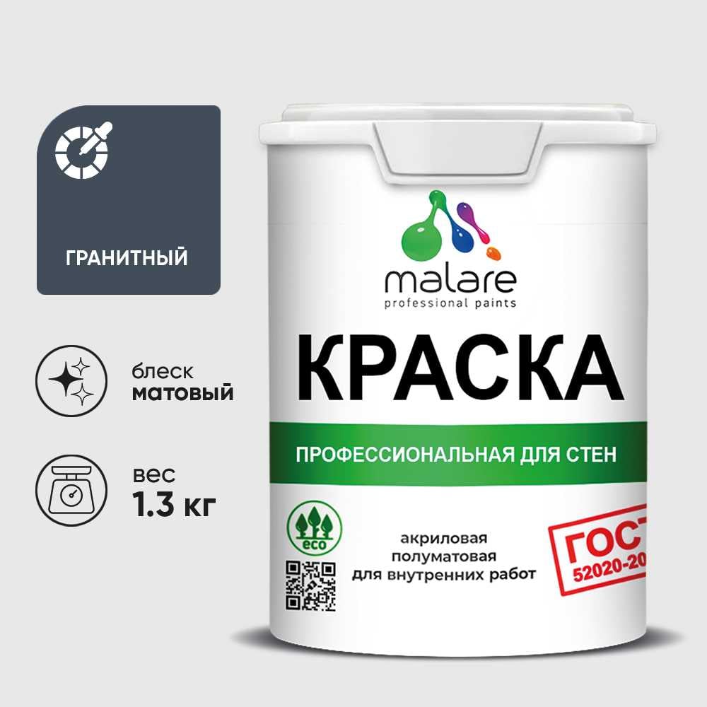 Изображение товара Краска MALARE ГОСТ для стен и потолков, быстросохнущая, матовая