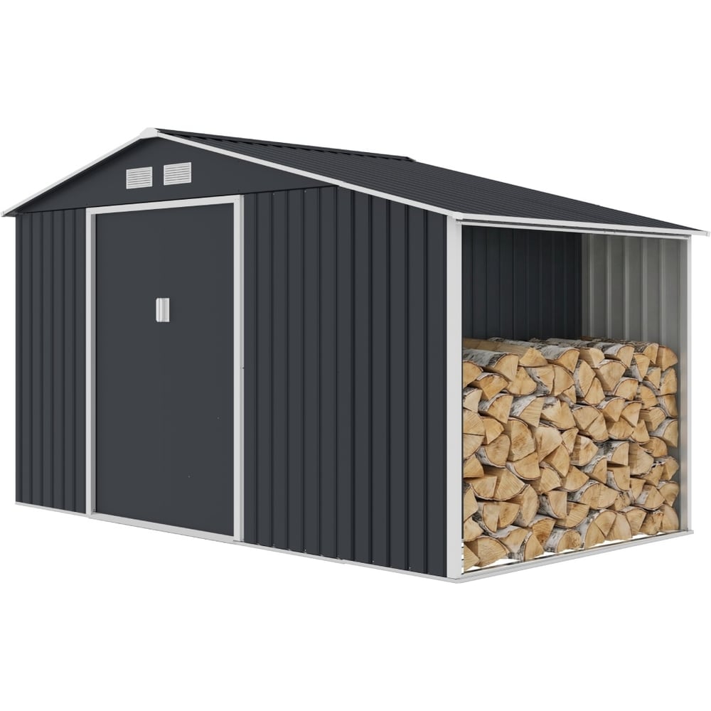 Изображение товара Сарай Storage-08-3 темно-серый с белым 342х195х203 см Wotex 3421953 Изображение товара Сарай Storage-08-3 темно-серый с белым 342х195х203 см Wotex 3421953