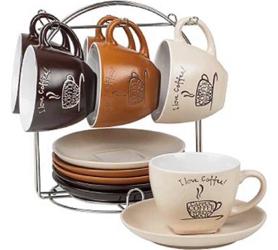 Изображение товара Чайный набор BONJART 12 предметов 250 мл на металлическом стенде ТП92