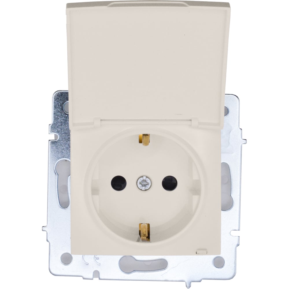 Розетка Lezard ASTI с/з с крышкой ПБТ крем IP44. 7081-0388-123BIPCH