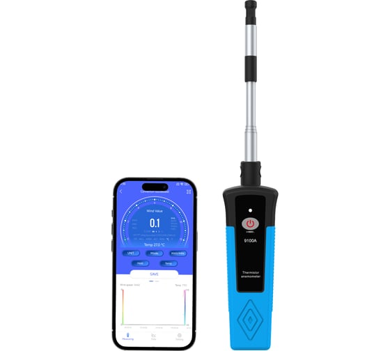 Изображение товара Термоанемометр с зондом HoldPeak HP-9100A