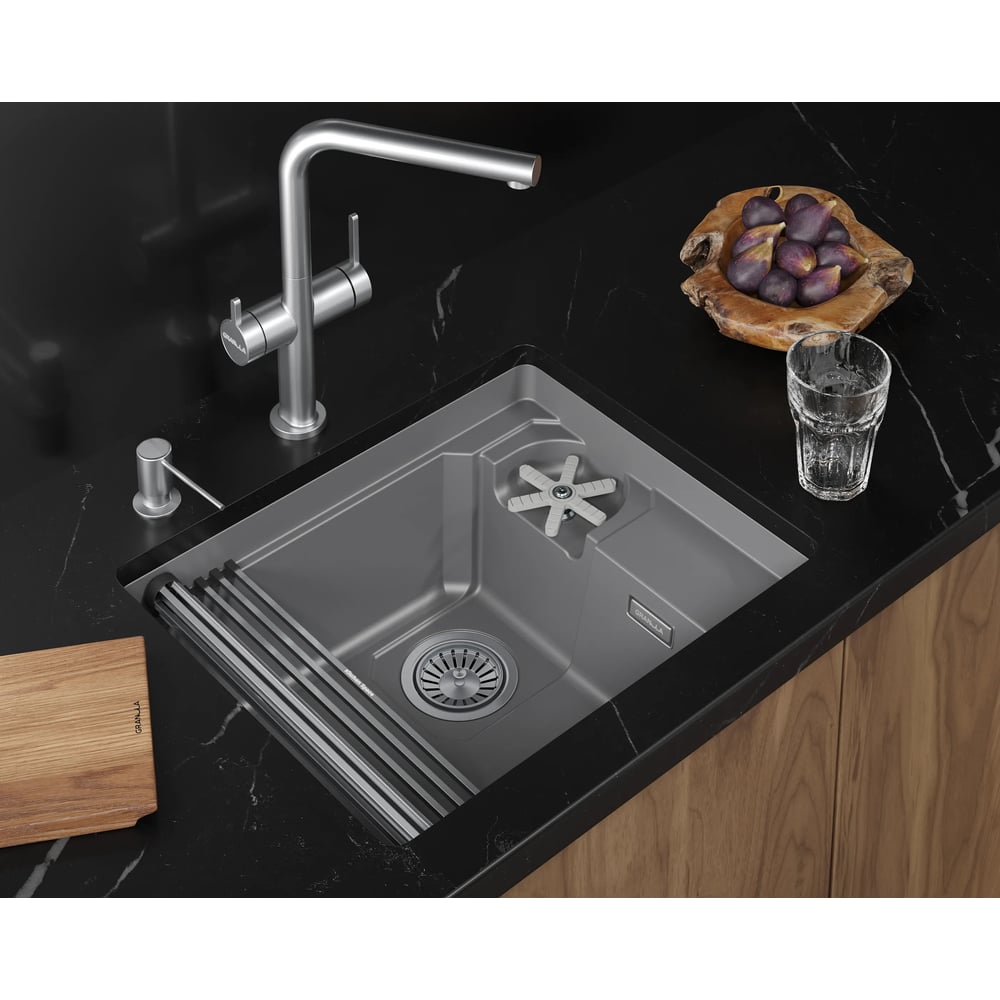Изображение товара Кухонная мойка RINZER KS из кварца, прямоугольная, матовая, 500x390 мм Изображение товара Кухонная мойка RINZER KS из кварца, прямоугольная, матовая, 500x390 мм