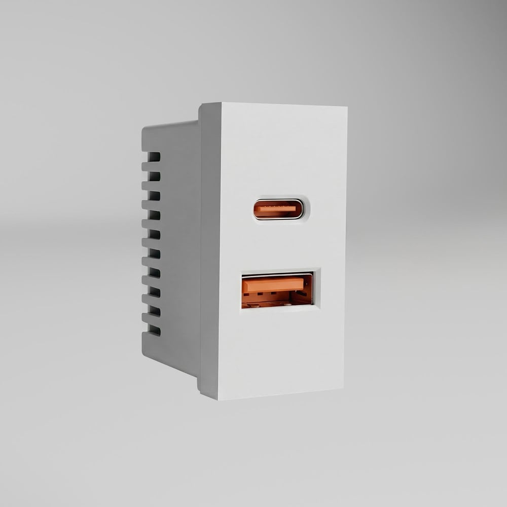 Изображение товара Модульная розетка Werkel с USB Type A+C, белая, встраиваемая