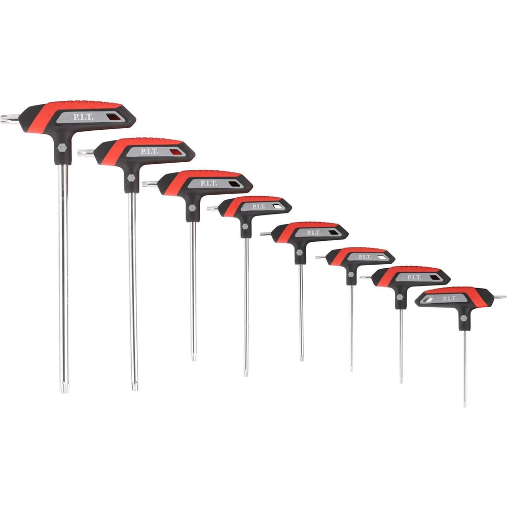 Изображение товара Набор ключей P.I.T. TORX ADVANCE (8 шт, Т-образная рукоятка, 2 стержня, Torx, Cr-V) HHEW03-T008