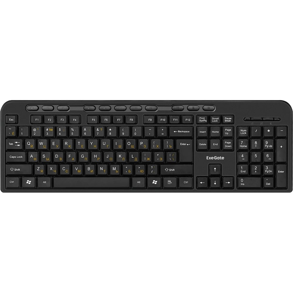 Изображение товара Клавиатура ExeGate Multimedia Professional Standard LY-500M USB, полноразмерная, влагозащищенная, 115кл., Enter большой, мультимедиа, длина кабеля 1,5м, черная, 286177 Изображение товара Клавиатура ExeGate Multimedia Professional Standard LY-500M USB, полноразмерная, влагозащищенная, 115кл., Enter большой, мультимедиа, длина кабеля 1,5м, черная, 286177