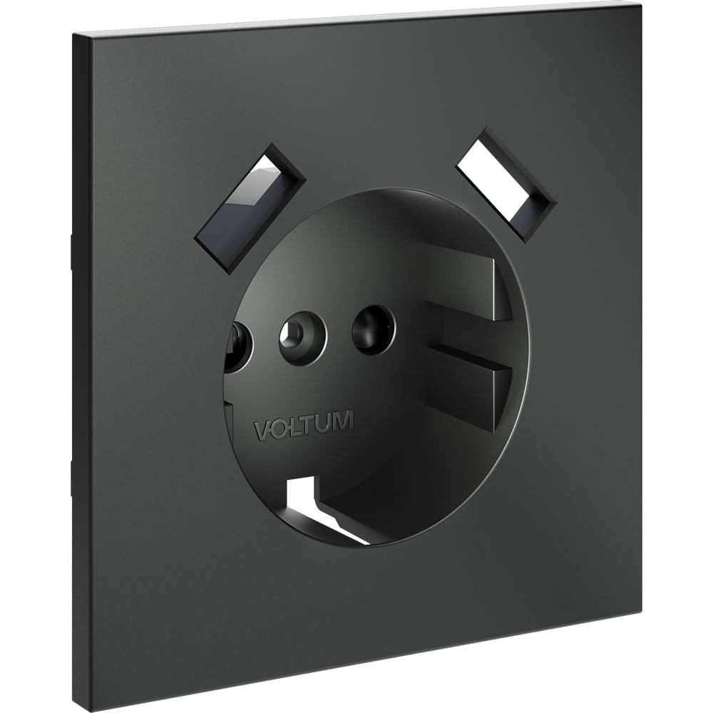 Накладка Voltum S70 для розетки с заземлением и защитными шторками, с USB A+A, титан VLS000906