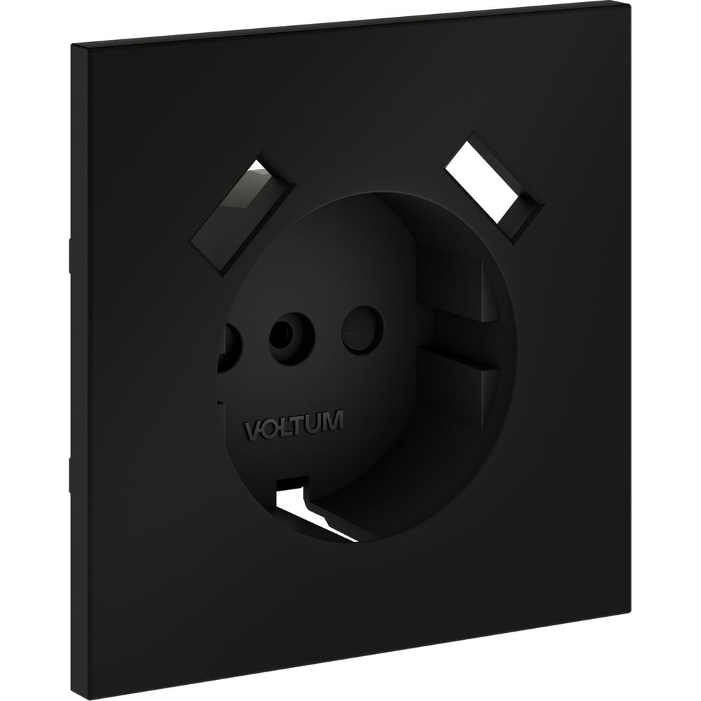 Накладка Voltum S70 для розетки с заземлением и защитными шторками, с USB A+A, черный матовый VLS000908