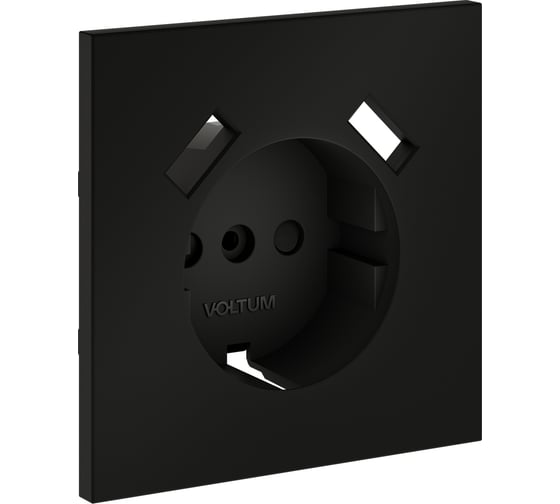 Изображение товара Накладка Voltum S70 для розетки с заземлением и защитными шторками, с USB A+A, черный матовый VLS000908
