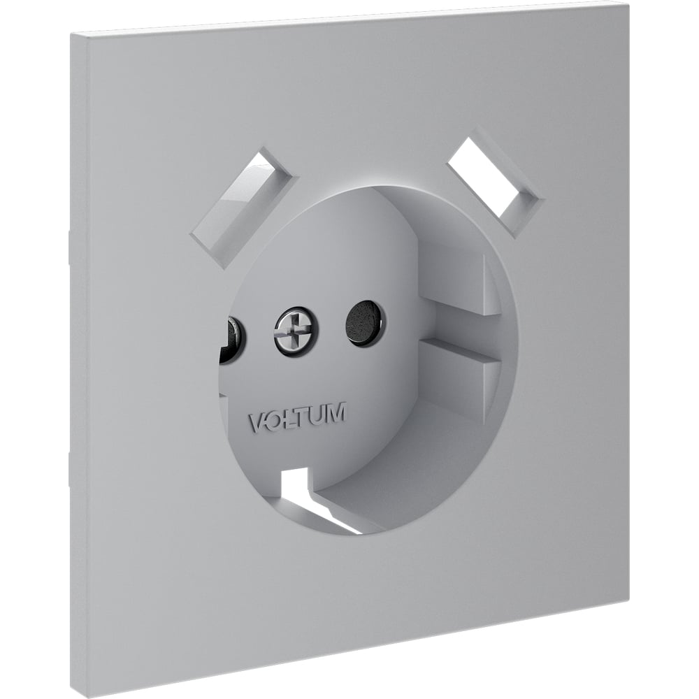 Накладка Voltum S70 для розетки с заземлением и защитными шторками, с USB A+A, серый VLS000916