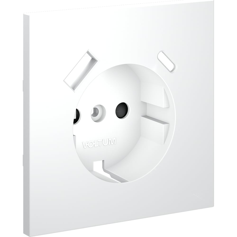 Накладка Voltum S70 для розетки с заземлением и защитными шторками, с USB A+C, белый матовый VLS001002