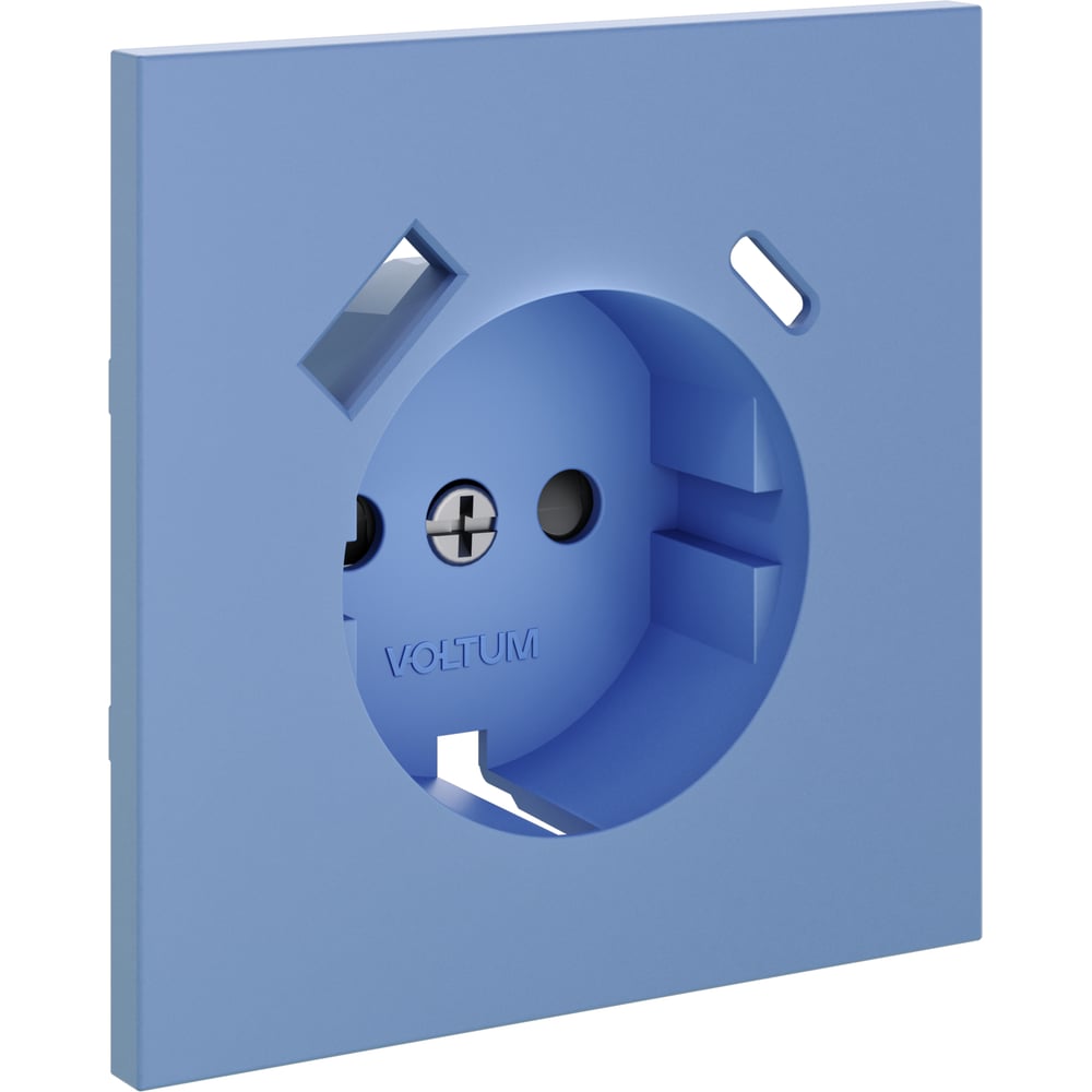 Накладка Voltum S70 для розетки с заземлением и защитными шторками, с USB A+C, деним VLS001015